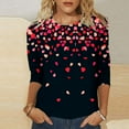 thumbnail image 2 of Valentines Shirts for Women Love Heart Graphic Tops 3/4 Sleeve Summer Casual Crew Neck Gift Clothes for Her, 2 of 4