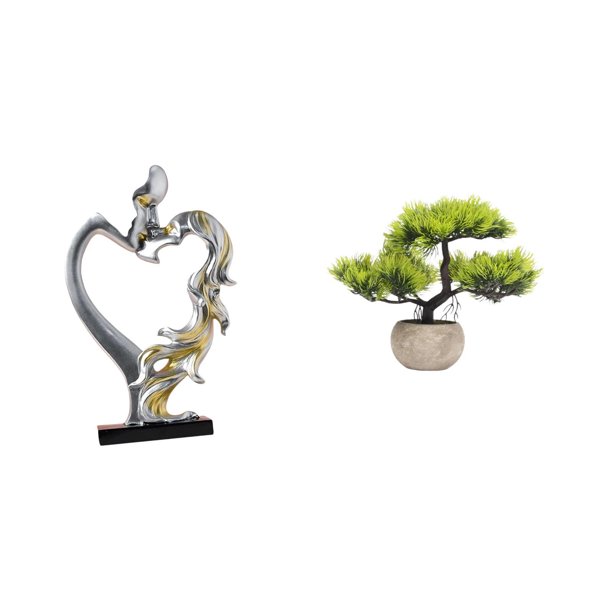 Estatua de pareja,Figura de pareja besándose,regalo de boda moderno,Estatua de pareja besándose en el aniversario de San Valentín,Árbol bonsái artificial,Árbol bonsái artificial para