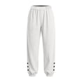thumbnail image 4 of Qingpeng Womens Textured Woven Jogger Pants Elastic Drawstring High Waisted Side Hidden Pockets Button Decor Cuff Loose Summer Casual Trousers, 4 of 7