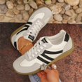 thumbnail image 6 of Domuza Women Striped Lace Up Round Toe Casual Sneakers, Lightweight Flat Walking Daily Shoes White 7（EU-38）, 6 of 6