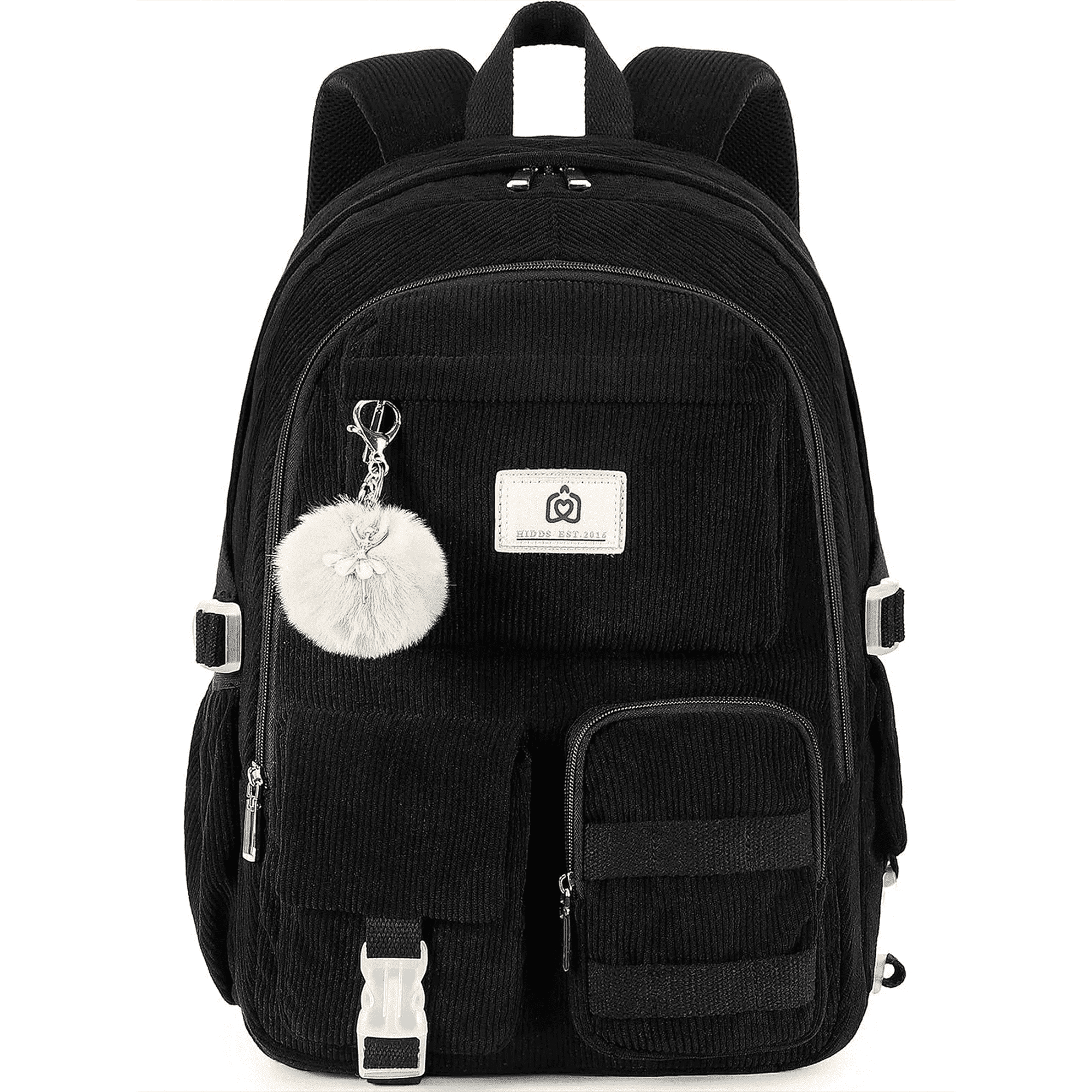 AO ALI VICTORY School Backpack for Teens Girls Women 15.6 Inch Laptop College Backpacks Corduroy Work Bag Kids Elementary Middle High Campus Bookbag Students Pack Travel Daypack Womens（Black）