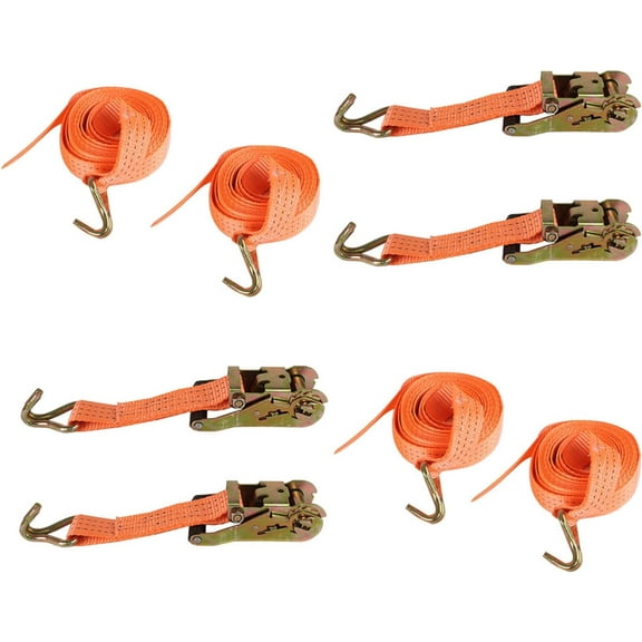 OTTULUR Heavy Duty Tie Down Strap 1.5 Inch x 15 Foot with J Hook Ratchet Strap 4 Pcs