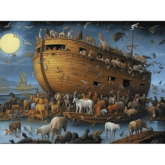 Jigsaw Puzzles 500 Pieces Noah'S Ark Boats Animals Formation Wooden Educational Games For Family Home Decoration Toys Funny Wall Art Gift