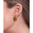 thumbnail image 4 of SNGIA 18K Gold Plated Tiger Eye Interlock Stud Earrings for Women, Round Statement Design, 4 of 5