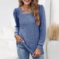 thumbnail image 2 of Women Summer Tops Women Fashion Round Neck Puff Sleeve U Neck T Shirt Coral Lace Shirt Ladies Long Tee Long Sleeve Tee Pack Girls plus Tight Top Athletic Shirts Silk V Necks Size Shirts Blue M, 2 of 5