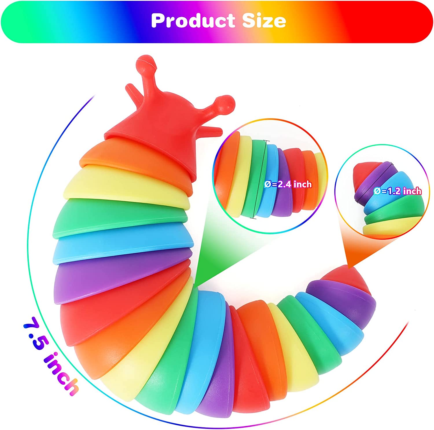 KiddiTouch 4-Pack 3D Articulated Slug Fidget Toys photo 5