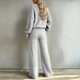 thumbnail image 5 of YHCY Womens 2 Piece Ribbed Knit Outfit Long Sleeve Crew Neck Tunic Sweatshirt Basic Straight Wide Leg Sweatpant Lounge Trendy Suits Oversized Dressy Sets Travel Vacation Sweatsuit Light Ashy M, 5 of 7