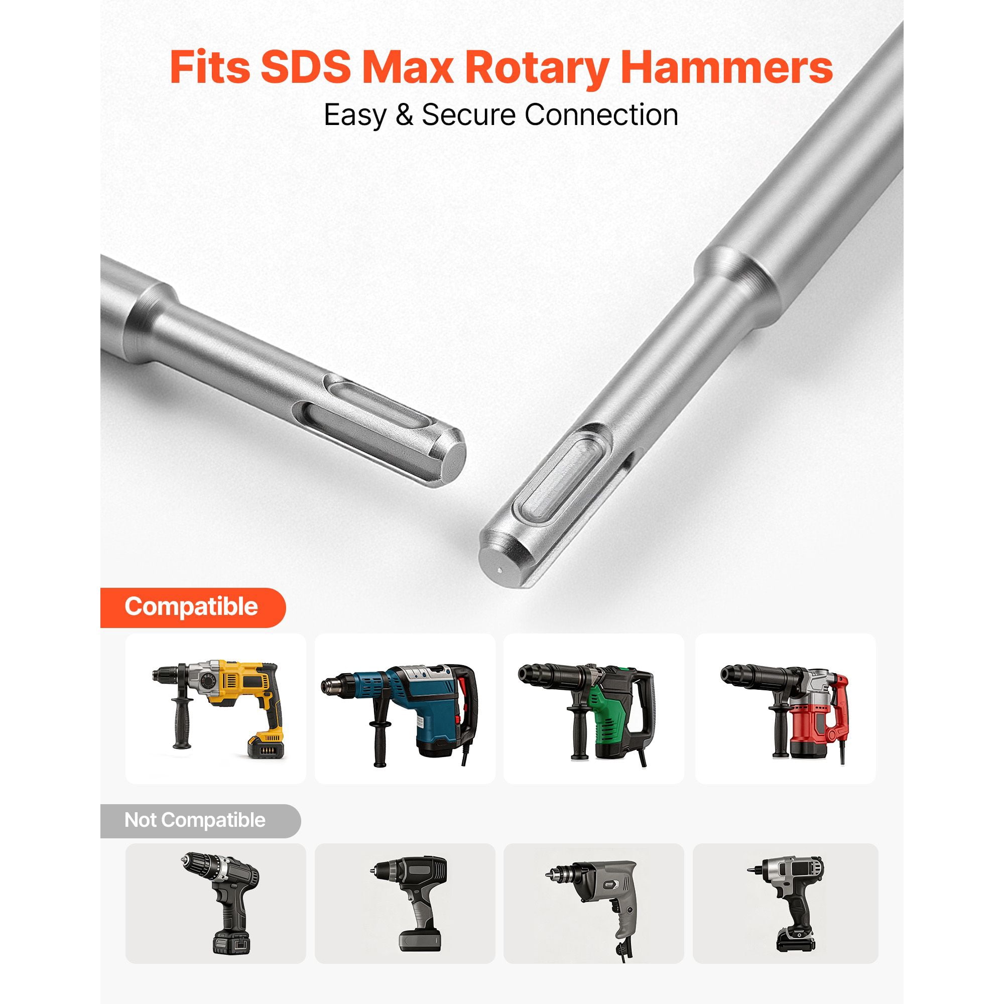 SDS Max Floor Scraper, 24.8" x 5.9" Chisel Bit with SDS Max Shank, Compatible with Rotary Hammers, Heat Treated 40Cr Alloy Steel, Sharp Edge for Removing Laminate Flooring, Tiles, and Mortar
