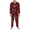 thumbnail image 3 of Naloa Romantic white snowflakes Men’s Pajamas Set - Long Sleeve Button Down Sleep Shirt and Pajama Bottoms Sleepwear Set-Large, 3 of 7