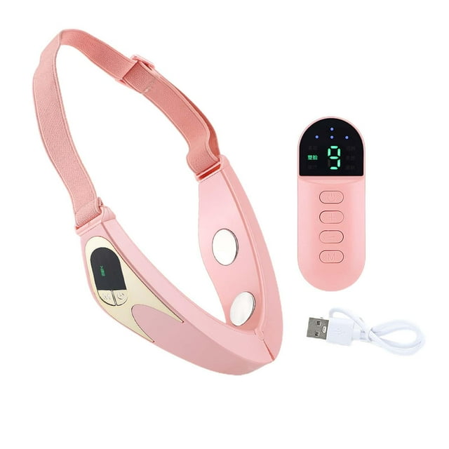 Dispositivo de Estiramiento Facial Eléctrico Sunnimix Levantamiento Inteligente Cinturón de Belleza Calentado Doble Rosa