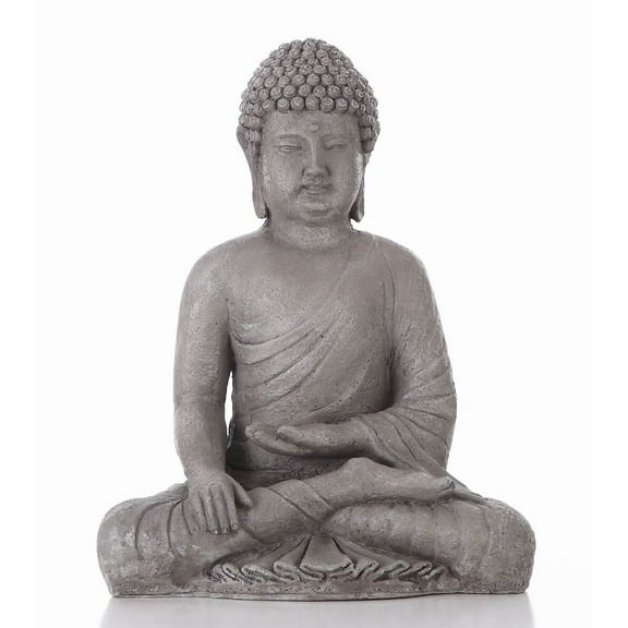 Hi-Line Gifts Zen Sitting Buddha Outdoor Garden Statue - 15.75" - Gray