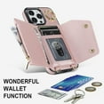 thumbnail image 3 of for iPhone 13 Pro Case Wallet with Strap for Women,Crossbody Lanyard and Wristlet Strap,Zipper Pocket,Credit Card Holder,Ring Stand,RFID Blocking Phone Wallet Cases(6.1 inch,Pink), 3 of 18