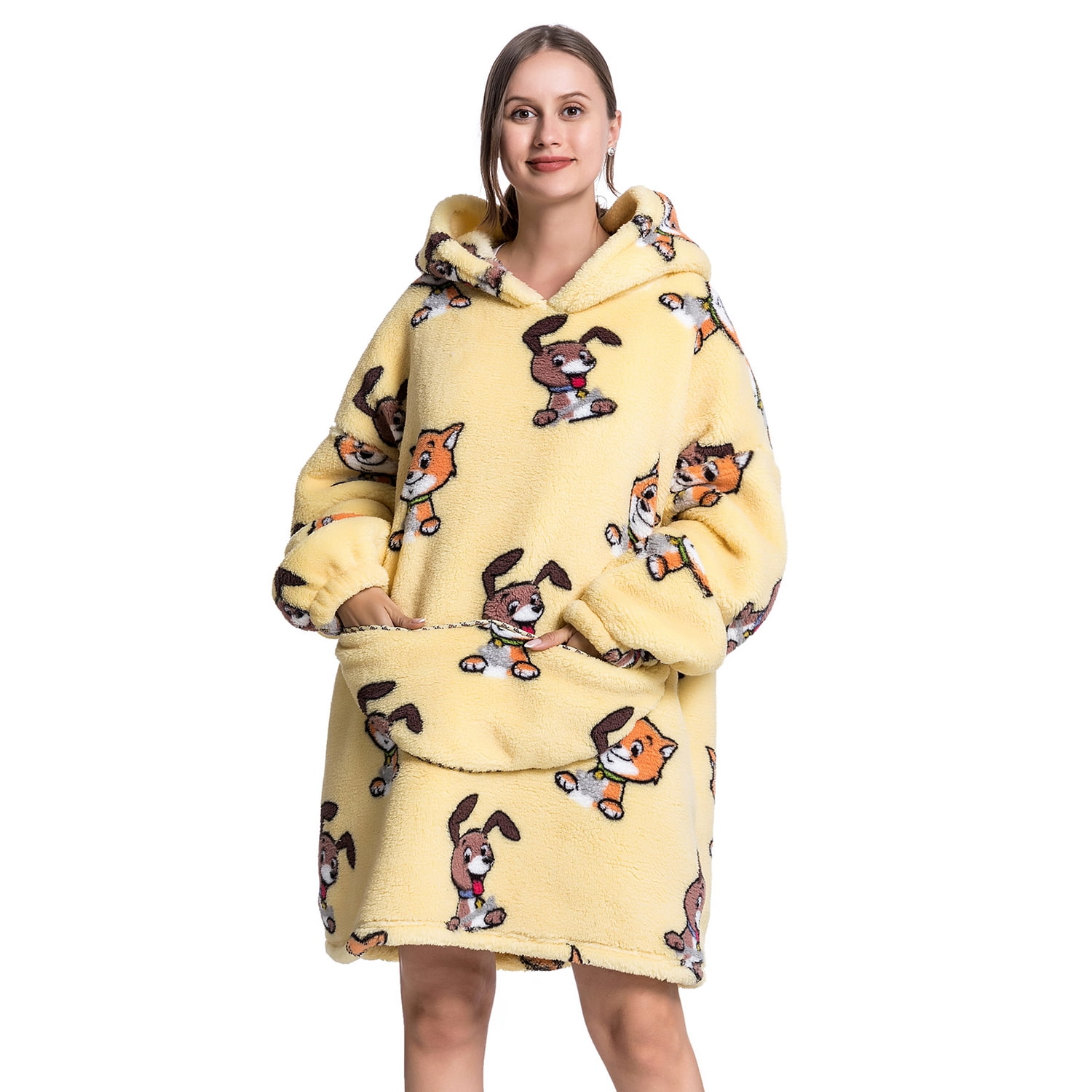 Msrlassn Hoodie Blanket for Women Adults Wearable Hooded Sweatshirt Pullover, Wearable Blanket Hoodie Super Soft Warm Cosy Sweatshirt with Big Pocket