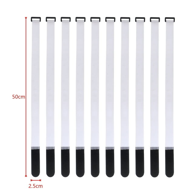 10 Pcs Attaches de Câble en Nylon 2.5cm Largeur Sangle de Boucle Inversée Ruban Adhésif Réutilisable Crochet Boucle Sangle Fixe Adhésive 2.5x50CM-E 10 Pcs