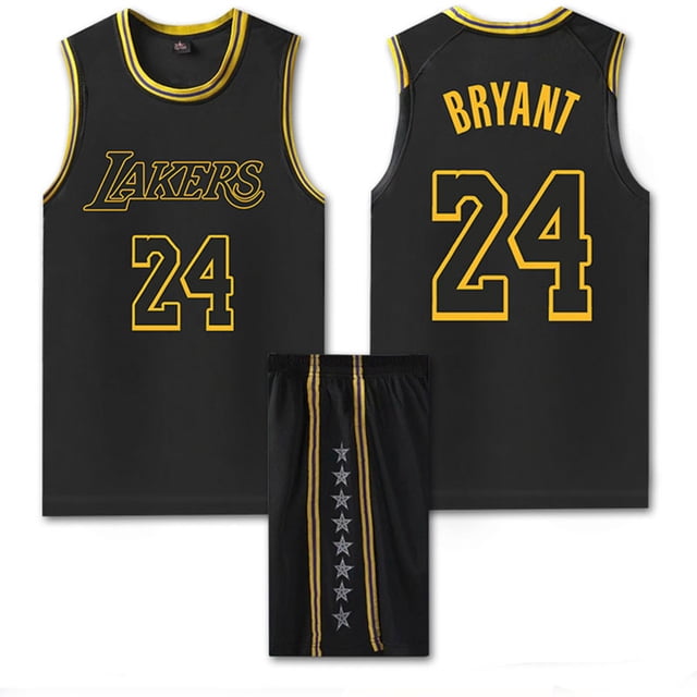 #24 Kobe Bryant Basketball Jersey Set Lakers Uniform for Kids Adults - Black YZ X- AYST 4XL (180-185CM)