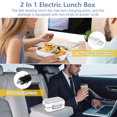 thumbnail image 2 of Electric Lunch Box Food Heater Portable Three Compartment Food Lunch Box Warmer for Car Truck Home Work Leak Proof with 1.2L Removable 304 Stainless Steel Container & Spoon (White), 2 of 14