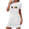 thumbnail image 4 of Sakmal Chemises de Nuit Grande Taille pour Femmes Légères Blanches Robe de Pyjama de Noël Manches Courtes Imprimé Dindes Col Rond P-2TG, 4 of 4