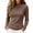 Coffee, variant on Turtleneck Long Sleeve Tops for Women Fitted Solid Mock Neck Pullover Shirts, Ruffle Hem Soft Stretchy Basic Layering Blouse, Slim Fit Casual Base Tee
