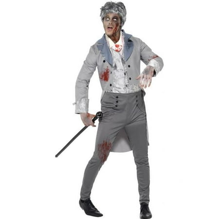 Smiffys 44357M Grey Zombie Gent Costume with Trousers Jacket Mock Top & Cravat - Medium