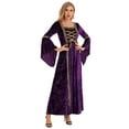 thumbnail image 4 of Yeahdor Womens Medieval Victoria Queen Princess Formal Dress Halloween Carnival Court Cosplay Costume Velvet Dress Purple XXL, 4 of 7