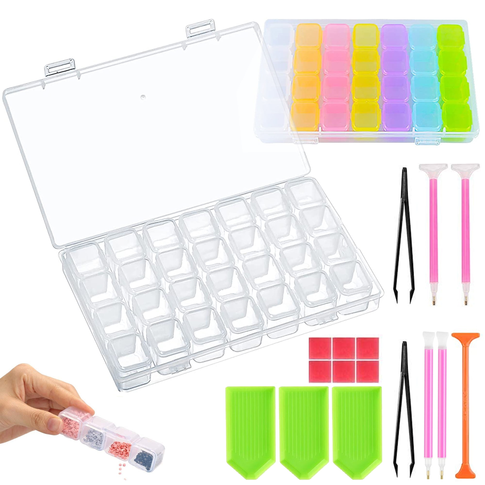 Yomiie 22 Pack Diamond Painting Pen Tray Tweezers DIY Diamond Painting Kits Tool