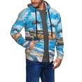 thumbnail image 2 of Wukai Greek Island Windmills Painting Print Men's Zip-Up Hoodie,Fleece Full-Zip Hoodie for Men, Hooded Sweatshirt-Large, 2 of 5