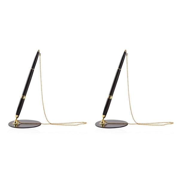 Methold Bolígrafo Cadena colgante Patrón delicado Útiles escolares Instrumentos de escritura Accesorios de oficina para escritorio Mostrador de Accesorios dorados 2piezas