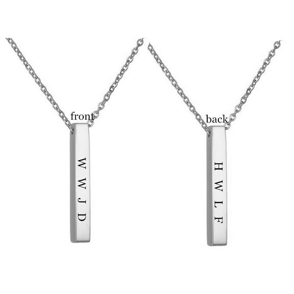 LiFashion Inspirational Bar Necklace for Women Men,Stainless Steel WWJD HWLF Pendant Religious Christian Vertical Bar Necklace What Would Jesus Do Jewelry Motivational Faith Religious Baptism Gift