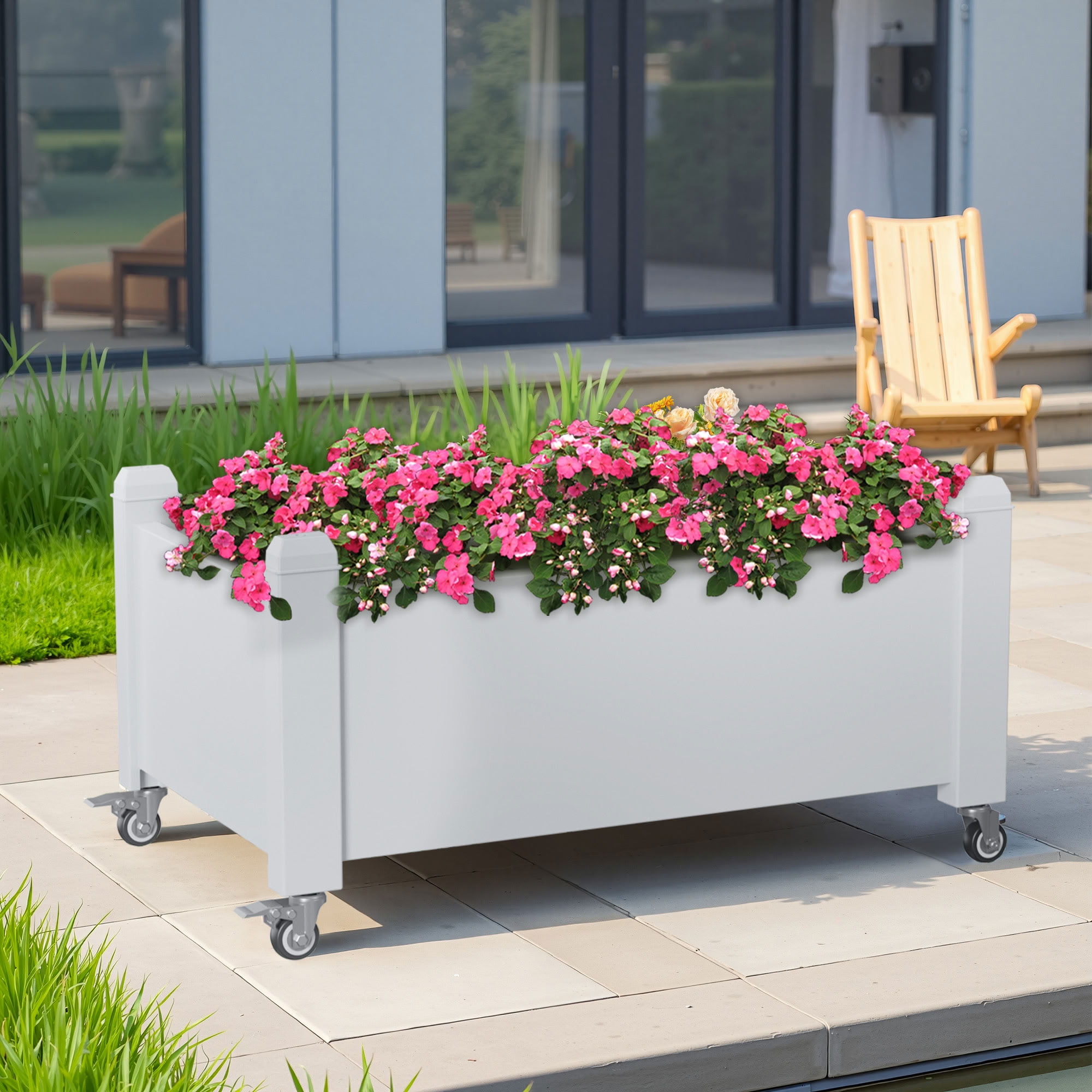 MAYEERTY Raised Garden Bed Planter with Wheel, Built-In Water Storage for Mobile Patio Balcony Vegetable Flower Herb Garden