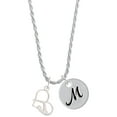 thumbnail image 1 of Delight Jewelry Silvertone Swimmer in Heart Silvertone Script Initial Disc - M - Charm Necklace, 20"+3", 1 of 4