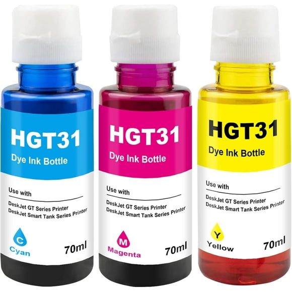SHILIU-31 32XL Refill Ink Bottles Replacement for Hpq 32XL 31XL Color Ink Compatible for Smart Tank 7301 7602 7001 6001 5101 Plus 551 555 651 655 557 559 Ink Tank 310 319 410 Printers (3-Pack, C/M/Y,