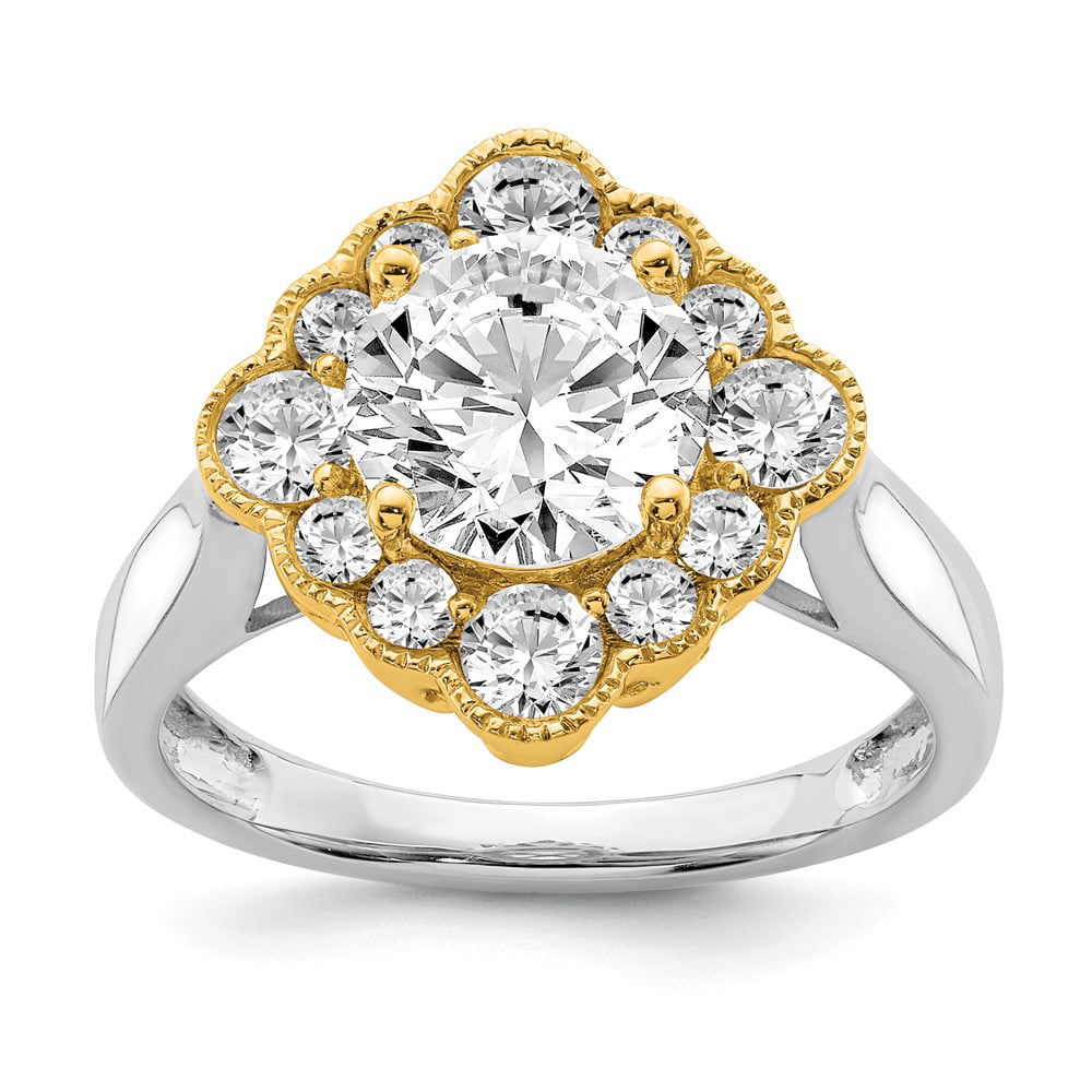 AA Jewels - Solid 14k White and Yellow Gold Two Tonedyw Lab Grown ...