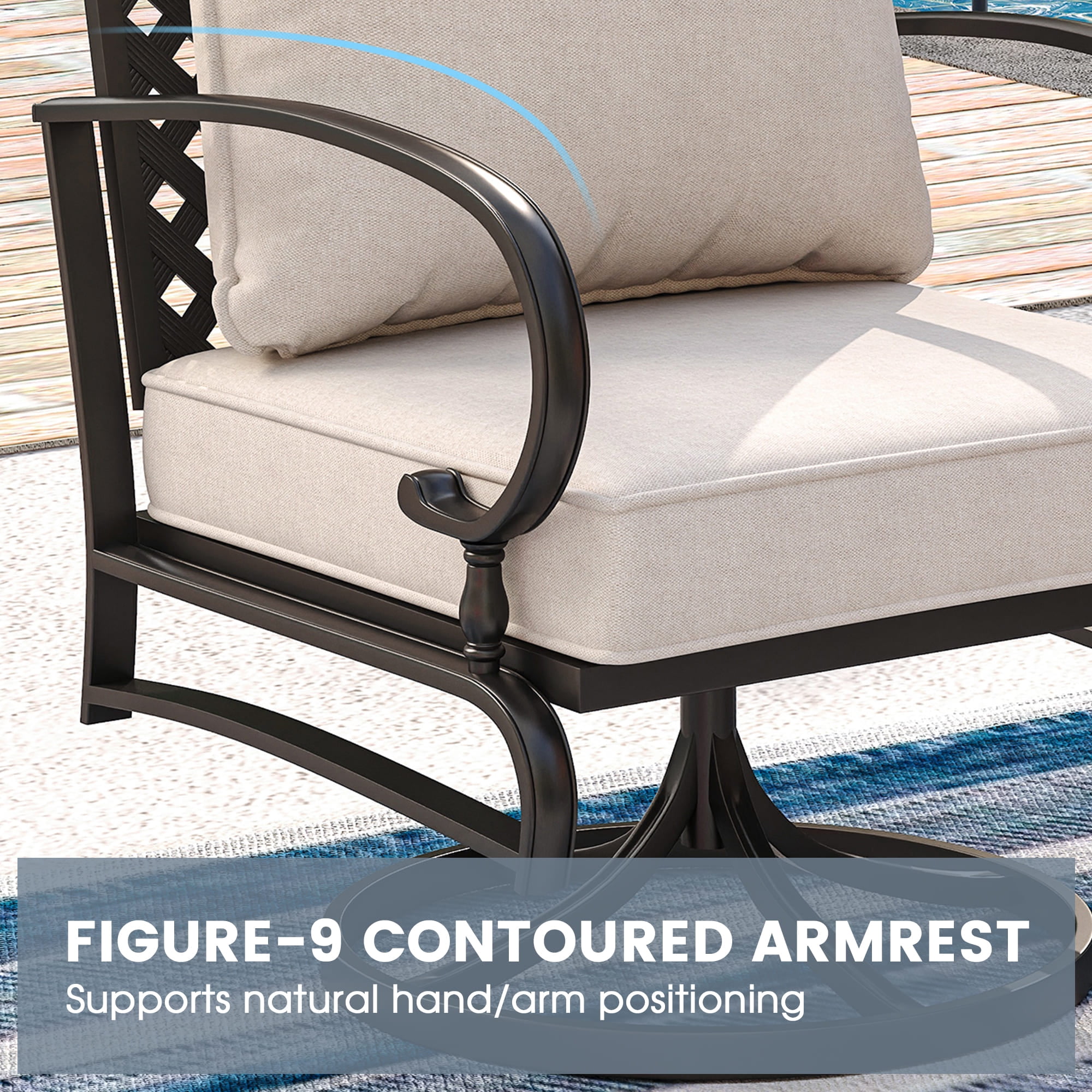 Vicllax 7-Seater Patio Conversation Set Metal Outdoor Furniture Set with Coffee Table, Beige
