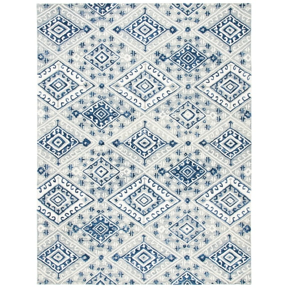 SAFAVIEH Aspen Celandine Geometric Wool Area Rug, Grey/Navy, 8' x 10'