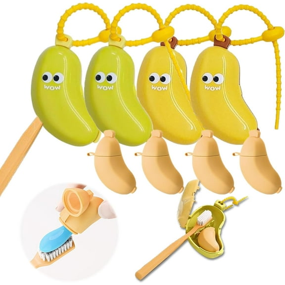 Banana Toothbrush Holder with Toothpaste Holder, Portable Banana Toothbrush Cover for Electric & Manual Toothbrushes, Compact Hanging Travel Organizer for Home Camping Outdoor