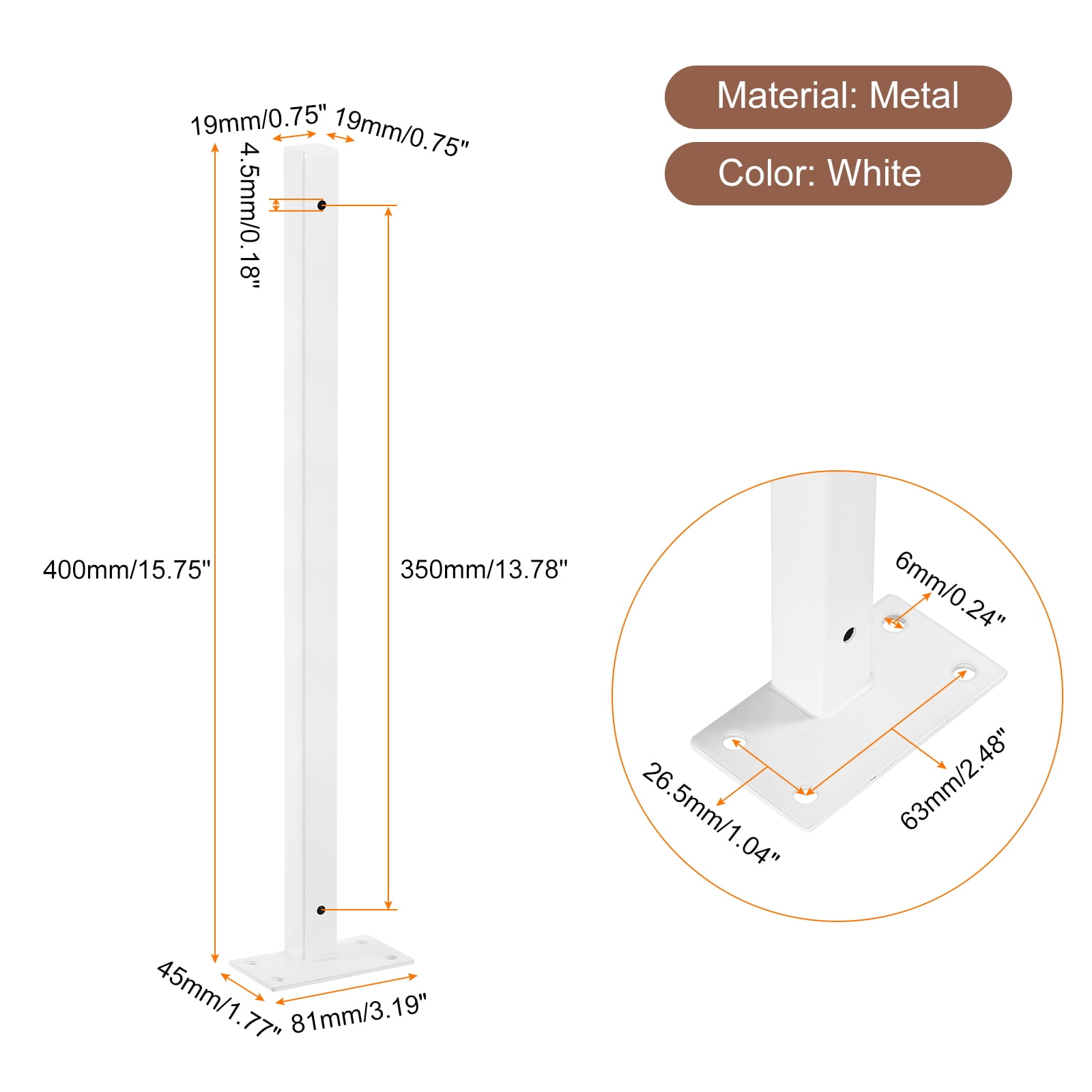 Floating Shelf Brackets, 4 Pack 16"(400mm) Wall Mounted Shelf Supports, White