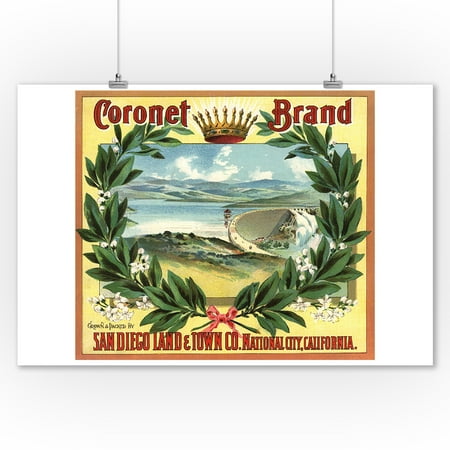 Crate & Barrel San Diego Coronet Brand - San Diego, California - Citrus Crate Label (9x12 Art Print, Wall Decor Travel Poster) ()