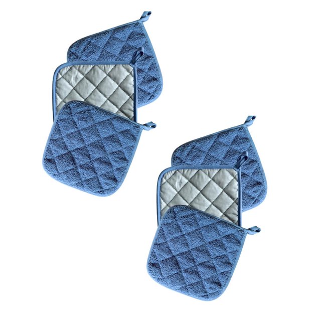 Oleegame 2 Pcs Napperon Articles Serviette Tissu Enduit de Tissu Argenté Coussinet d'Isolation Coussinet pour Disque Gants de Four à Micro-Ondes Coussinet pour Casserole Bleu