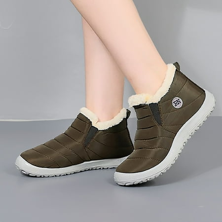 

Ediodpoh Round Head Water Proof Cloth Flat Heel Warm Winter Plu Sh Set Wear Snow Boots Couple Men s And Women s Shoes Boots for Women Green 10.5