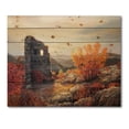 thumbnail image 3 of Designart 'Sunset Over Old Fortress Ruins' Farmhouse Print on Natural Pine Wood, 3 of 5