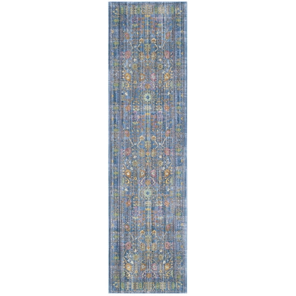 SAFAVIEH Valencia Grigor Traditional Polyester Runner Rug, Blue/Multi, 2'3" x 12'