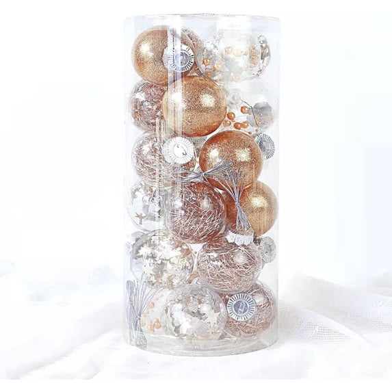LINLIN Christmas Hanging Ball, 24Pcs 6CM Christmas Tree Decorations Baubles Decorative Hanging Baubles Set for Holiday Xmas Tree Decorations Party Decoration Pendant