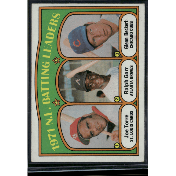 1972 Topps Joe Torre Ralph Garr Glenn Beckert #85 1971 NL Batting Leaders Baseball Card
