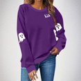 thumbnail image 2 of NMMUED Chandails d'Halloween pour Femmes, Chandails à Col Rond pour Femmes, Chandail d'Halloween Fantôme, Tenues Y2k pour Femmes, T-Shirts d'Halloween pour Femmes, Chandails Mignons, Violet TG, 2 of 4
