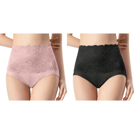 Lojoutye 2 Pack(Pink 1PCS & Black 1PCS) Multipack Size 9 Womens Underwear Plus Size High Waist Striped Tangas No Show Bikini Thongs Women Underwear Panties Thong