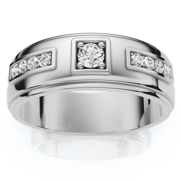 Pompeii 1/4 Ct Diamond Mens Wedding Band High Polished 7mm Ring (H/I,I1-I2)