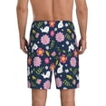 thumbnail image 3 of Kdxio Floral Rabbit Print Mens Sleep Shorts Bottoms Soft Comfy Pajama Wear Pants with Drawstring Pockets, 3 of 7
