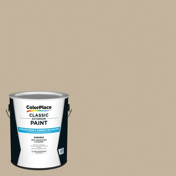 ColorPlace Classic Exterior House Paint, Jefferson House Tan, Flat, 1