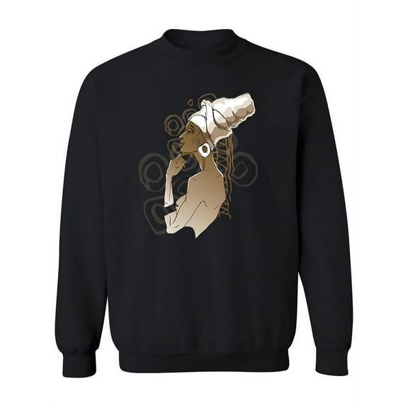 African Woman Thinking Sketch Sweatshirt Women -Image by Shutterstock, Female Large