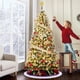 thumbnail image 1 of Historyli Árbol de Navidad artificial de 1,8 m con piñas espolvoreadas con nieve, base de metal, estructura con bisagras, soporte plegable, para casa o oficina, color verde, 1 of 8